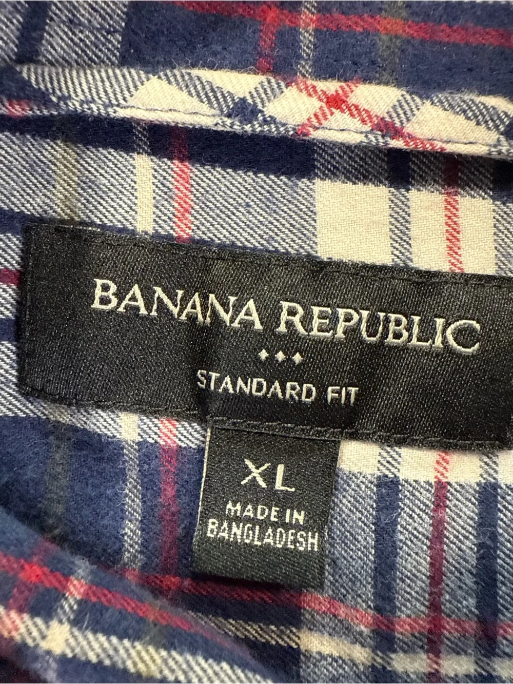 Banana Republic Navy, White & Red Plaid Button-Down Shirt - Men's